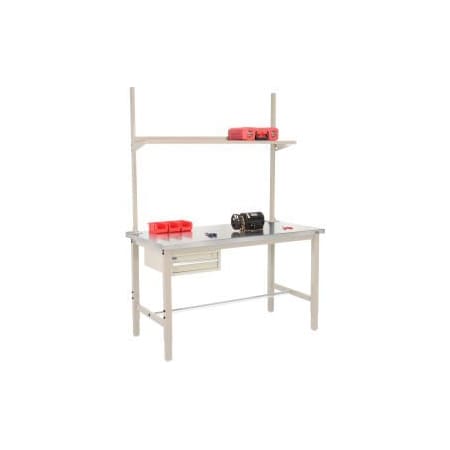 Global Equipment 72x30 Production Workbench Stainless Steel - Drawer, Upright Shelf TN 318983TN